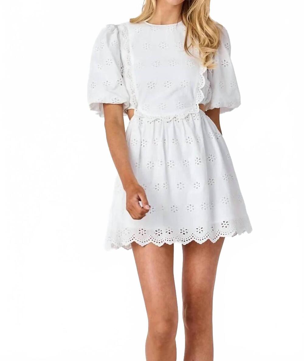 NEW CAKE FOR DINNER delaney eyelet mini dress in white